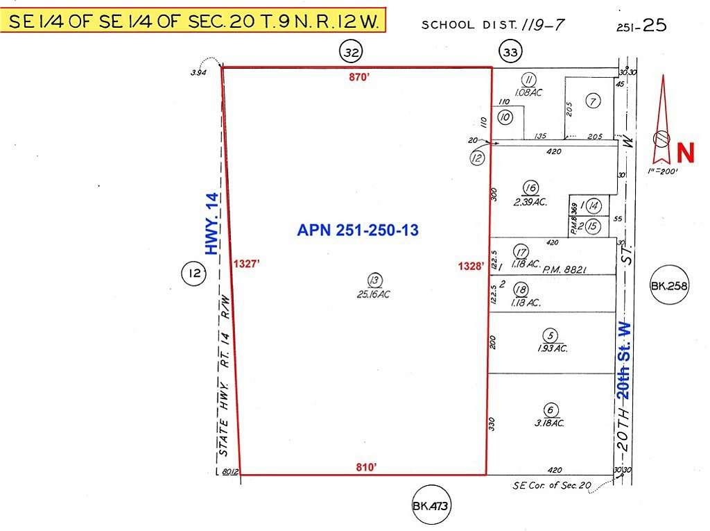 25.2 Acres of Land for Sale in Rosamond, California