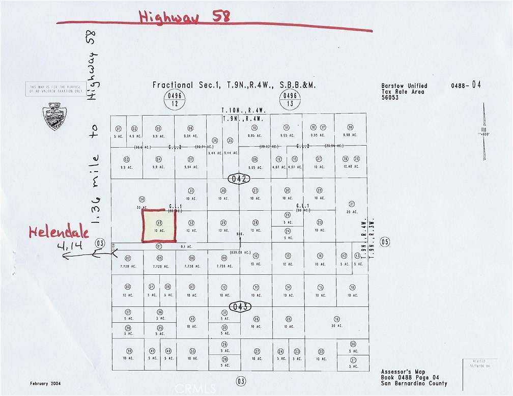 10 Acres of Land for Sale in Hinkley, California