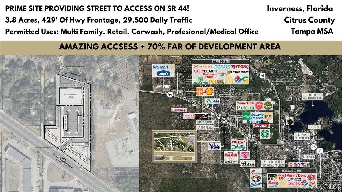 3.8 Acres of Mixed-Use Land for Sale in Inverness, Florida