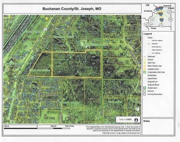 16.8 Acres of Recreational Land for Sale in St. Joseph, Missouri
