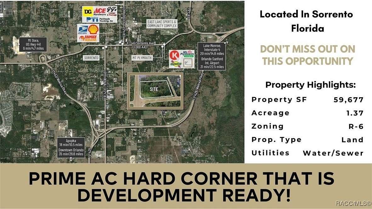 1.37 Acres of Commercial Land for Sale in Mount Dora, Florida