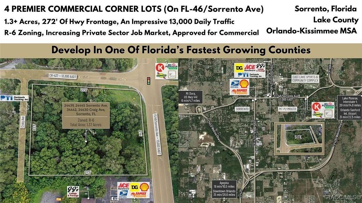 1.37 Acres of Commercial Land for Sale in Mount Dora, Florida