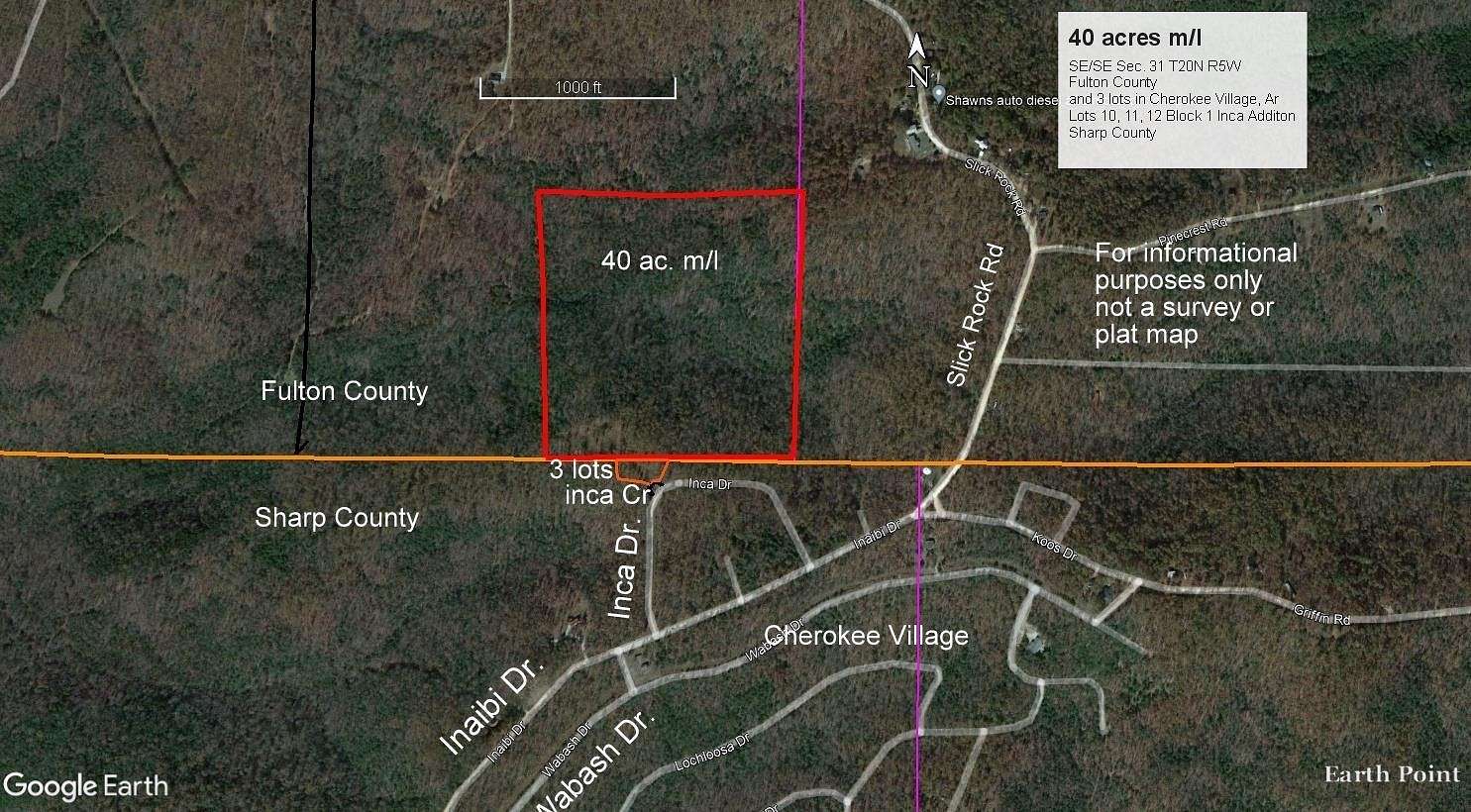 40 Acres of Recreational Land for Sale in Cherokee Village, Arkansas