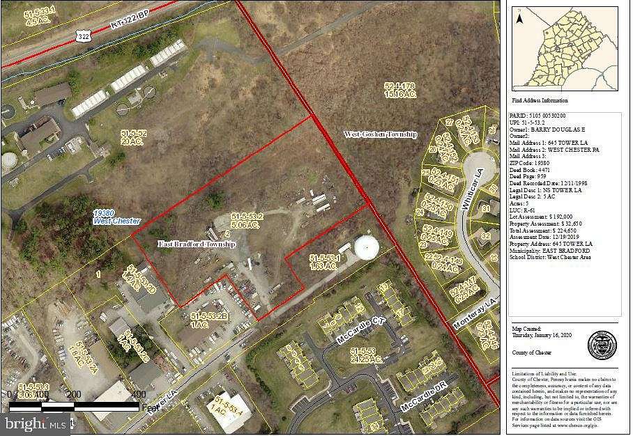5.6 Acres of Commercial Land for Lease in West Chester, Pennsylvania