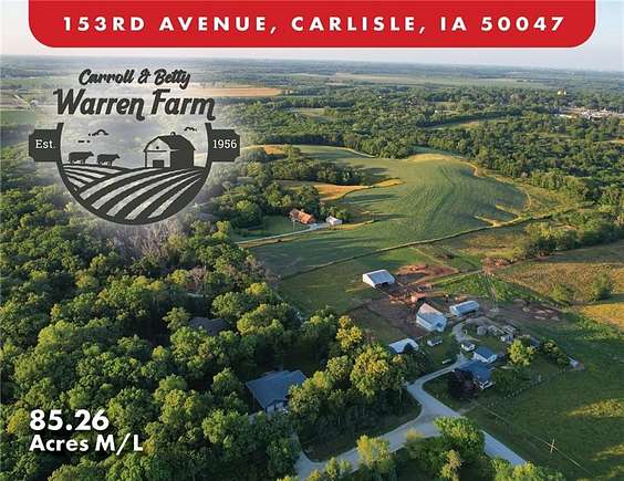 85.3 Acres of Recreational Land & Farm for Sale in Carlisle, Iowa