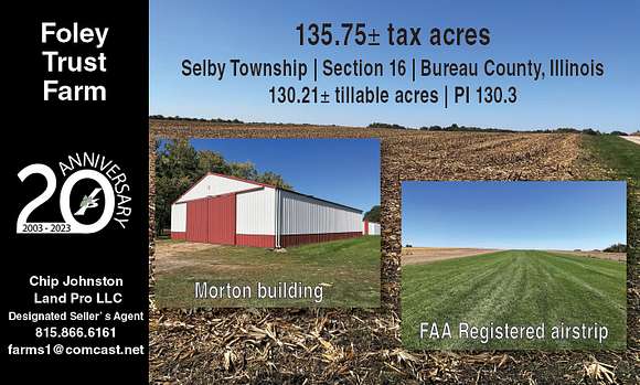 136 Acres of Recreational Land for Sale in De Pue, Illinois