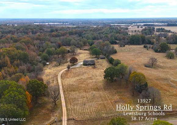 38.17 Acres of Land with Home for Sale in Byhalia, Mississippi