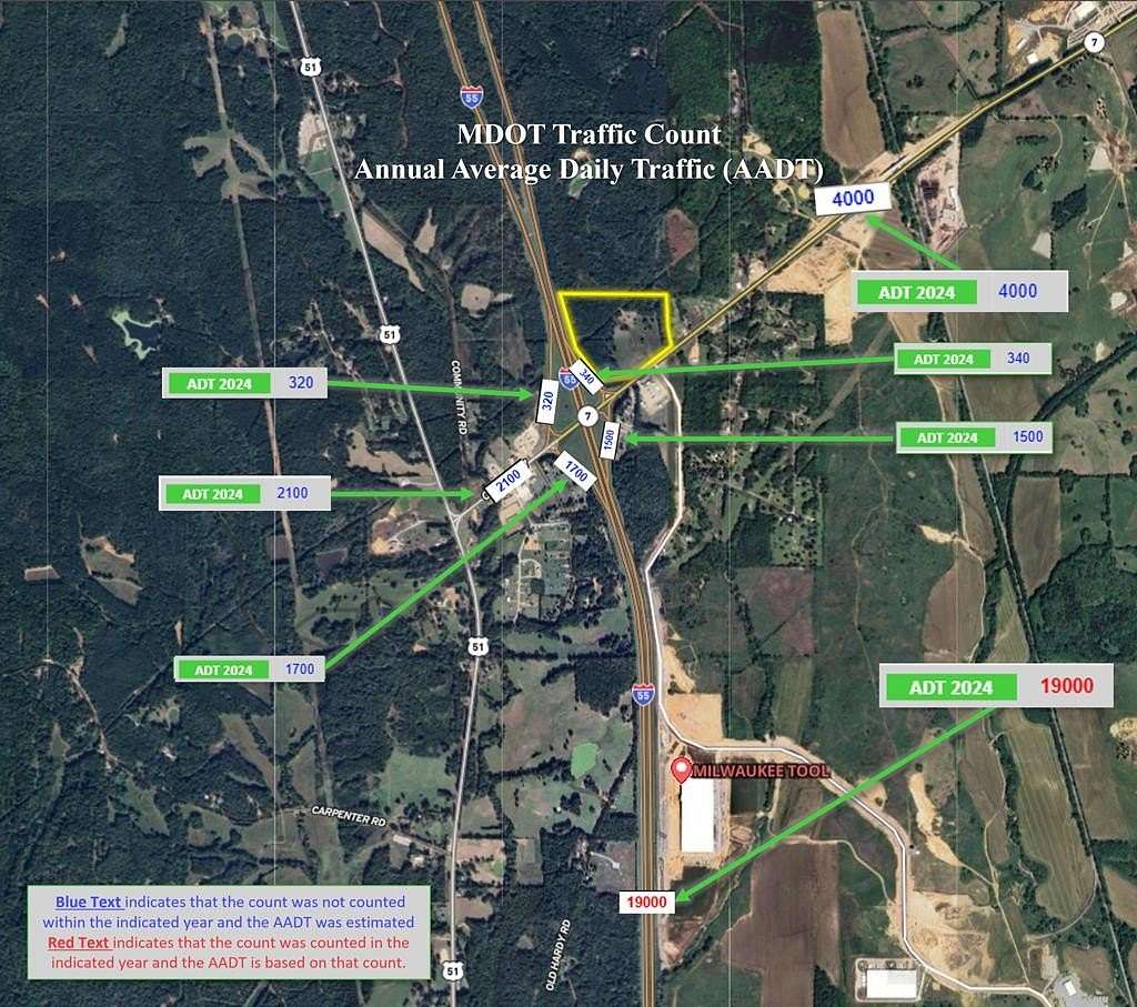 34.5 Acres of Commercial Land for Sale in Grenada, Mississippi