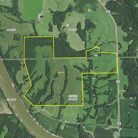 288 Acres of Recreational Land for Sale in Bonaparte, Iowa