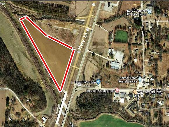 13.2 Acres of Commercial Land for Sale in Ecru, Mississippi