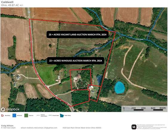 25 Acres of Agricultural Land for Auction in West Union, Ohio