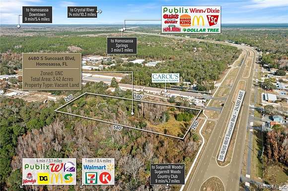 3.42 Acres of Mixed-Use Land for Sale in Homosassa, Florida