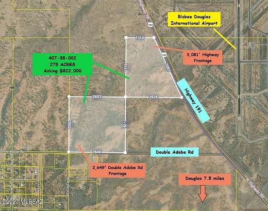 275 Acres of Land for Sale in Douglas, Arizona