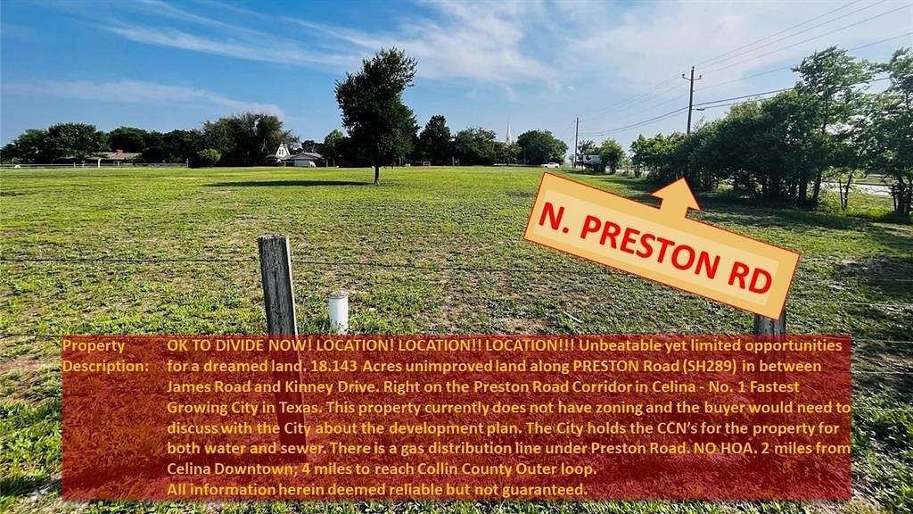 18.1 Acres of Land for Sale in Celina, Texas