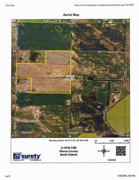90 Acres of Land for Sale in Rugby, North Dakota