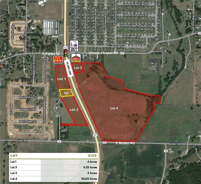 4 Acres of Commercial Land for Sale in Prairie Grove, Arkansas