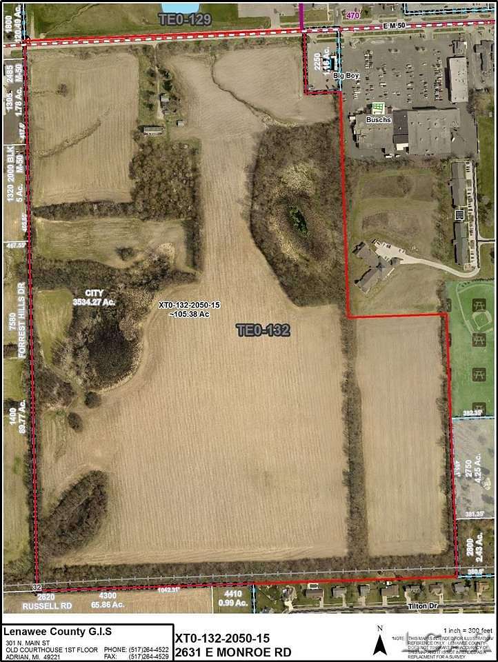 105 Acres of Land for Sale in Tecumseh, Michigan