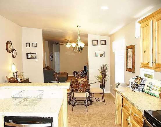 From kitchen to dining area and family room
