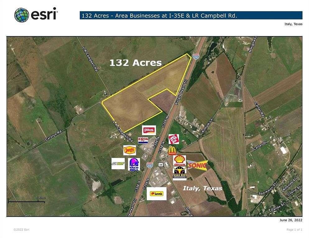 132 Acres of Land for Sale in Italy, Texas