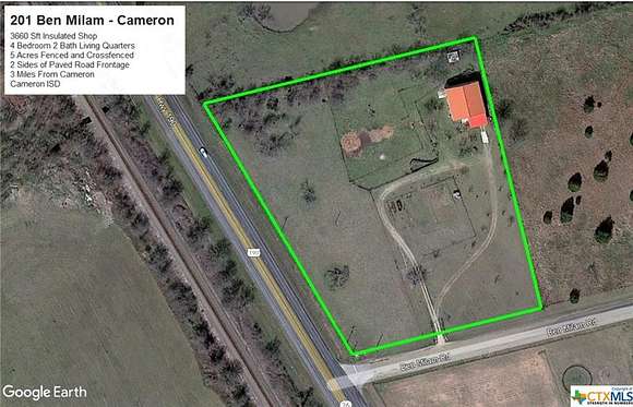 5 Acres of Residential Land with Home for Sale in Cameron, Texas