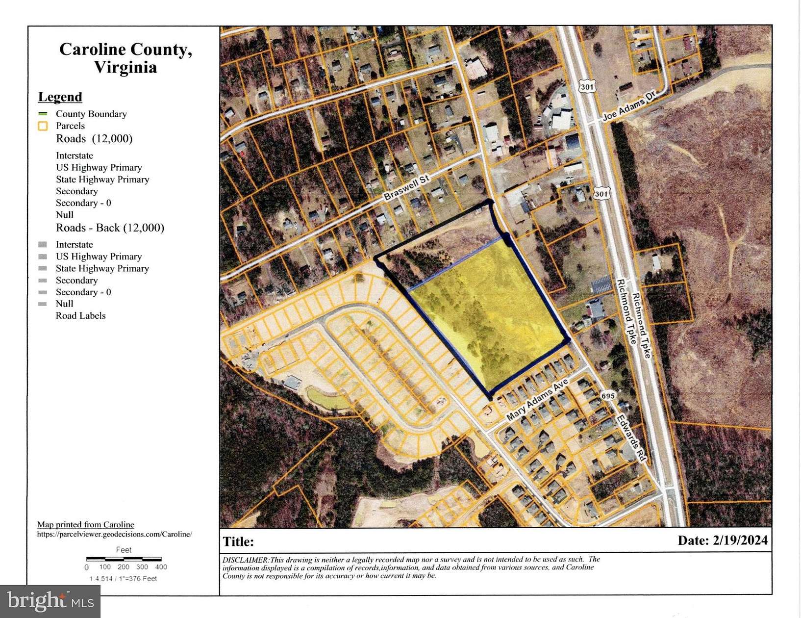 7.3 Acres of Residential Land for Sale in Bowling Green, Virginia