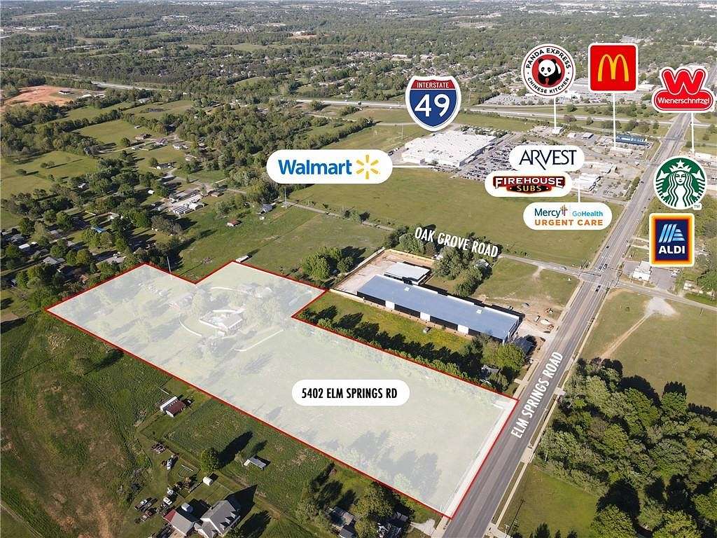 11.5 Acres of Improved Commercial Land for Sale in Springdale, Arkansas