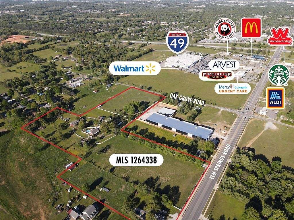 13.5 Acres of Improved Commercial Land for Sale in Springdale, Arkansas