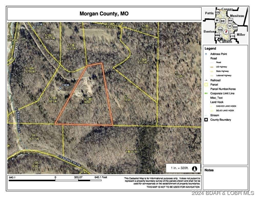 10 Acres of Recreational Land for Sale in Versailles, Missouri