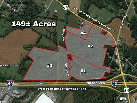 149 Acres of Mixed-Use Land for Sale in Mocksville, North Carolina