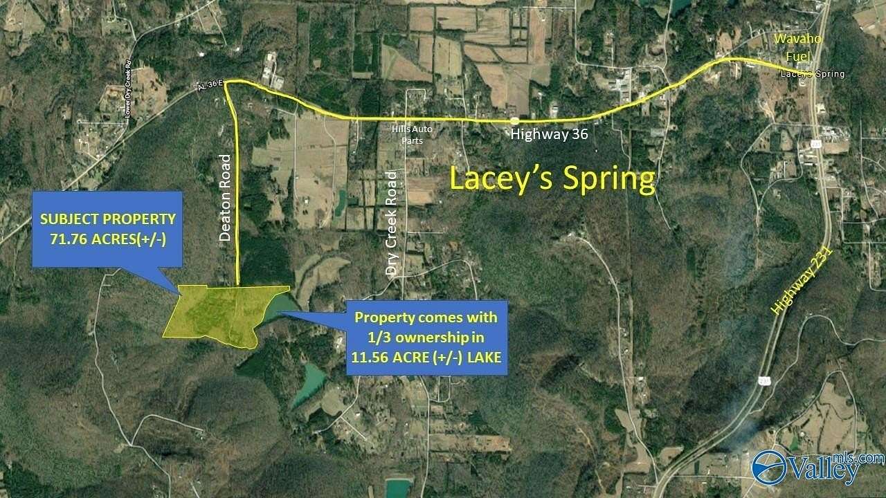 71.8 Acres of Recreational & Residential Land for Sale in Laceys Spring, Alabama