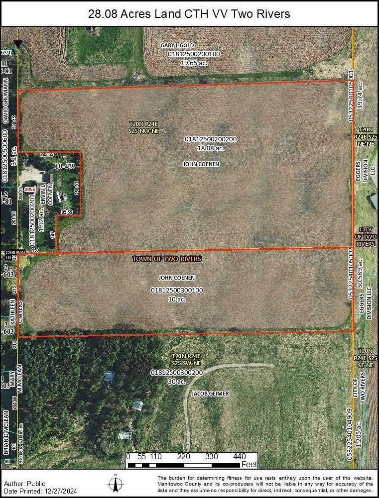 28.08 Acres of Agricultural Land for Sale in Two Rivers, Wisconsin