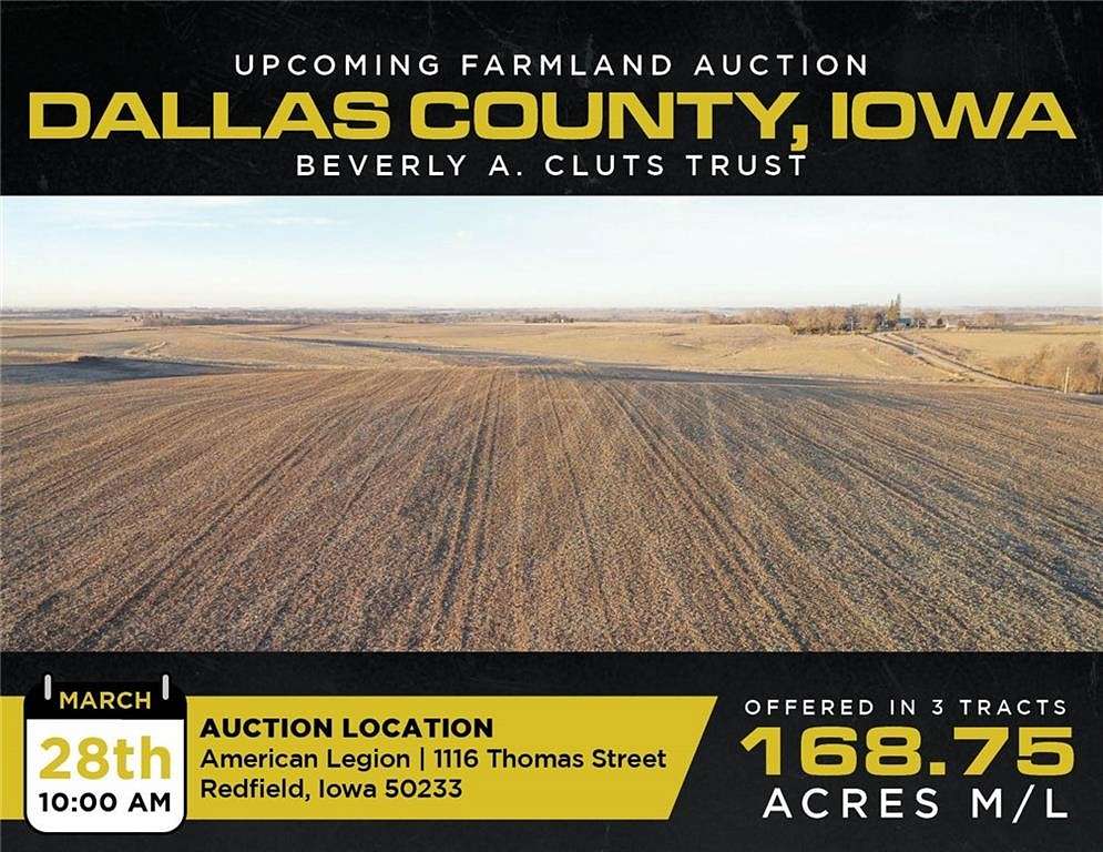 34.3 Acres of Recreational Land & Farm for Auction in Redfield, Iowa
