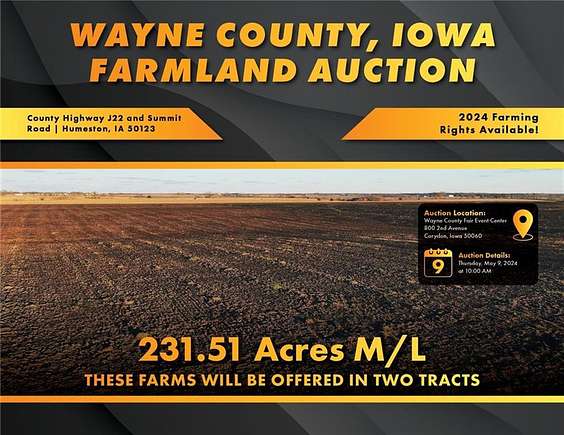 232 Acres of Agricultural Land for Auction in Humeston, Iowa