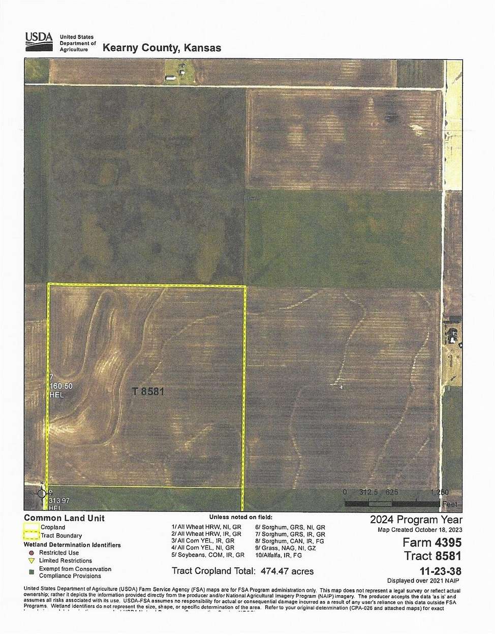 160 Acres of Agricultural Land for Sale in Lakin, Kansas