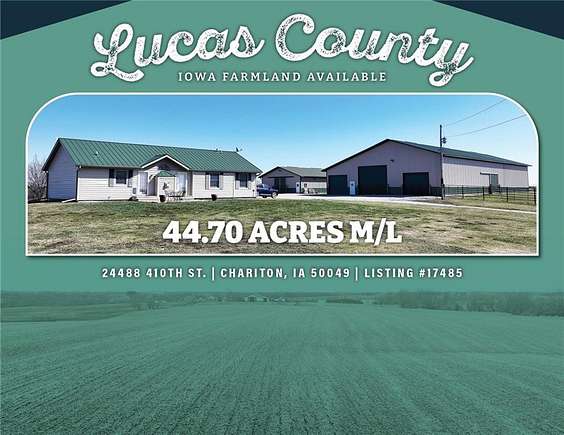 44.7 Acres of Agricultural Land with Home for Sale in Chariton, Iowa