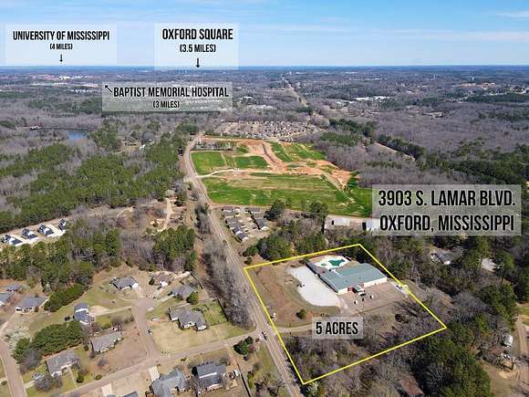5 Acres of Improved Commercial Land for Sale in Oxford, Mississippi