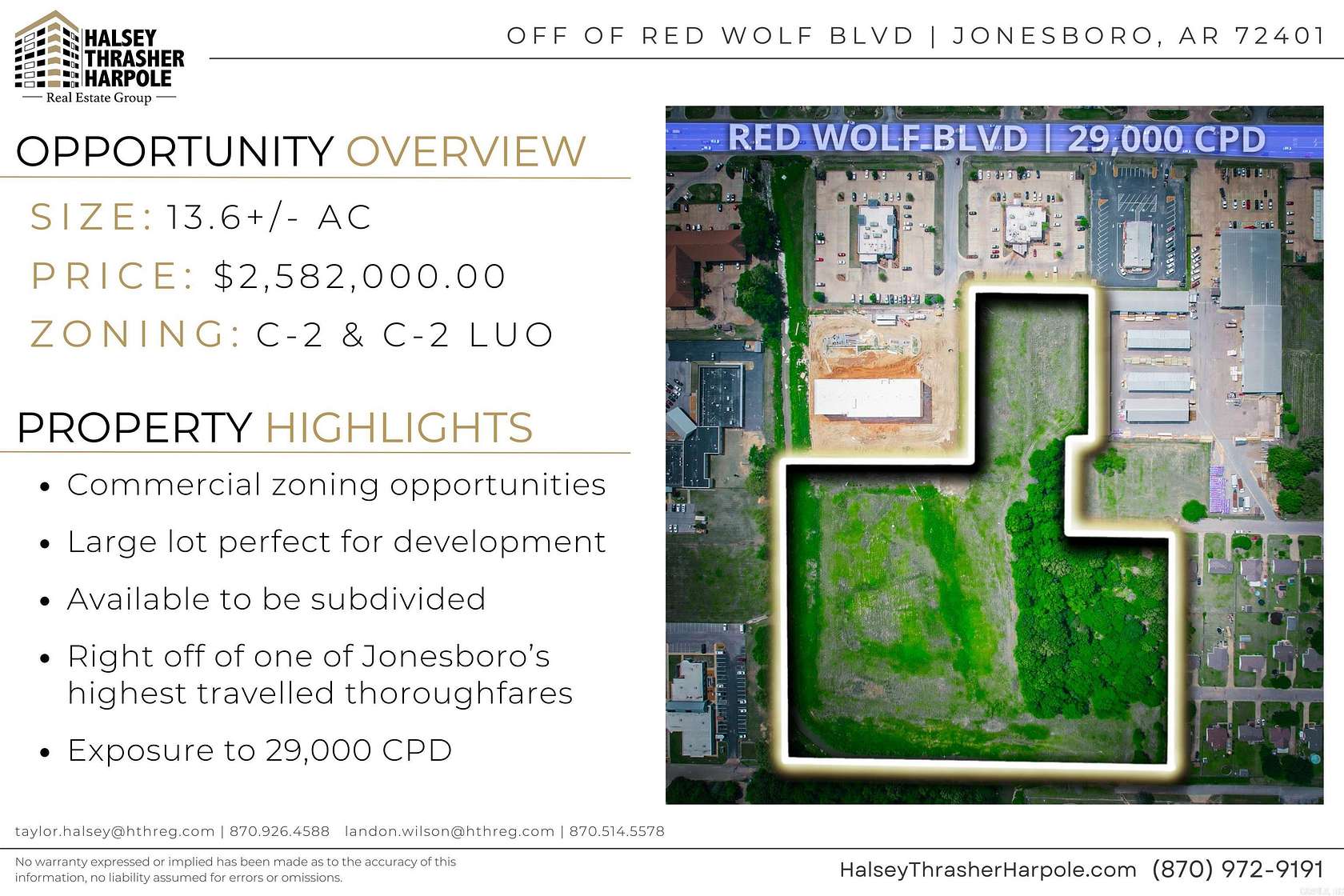 13.6 Acres of Commercial Land for Sale in Jonesboro, Arkansas