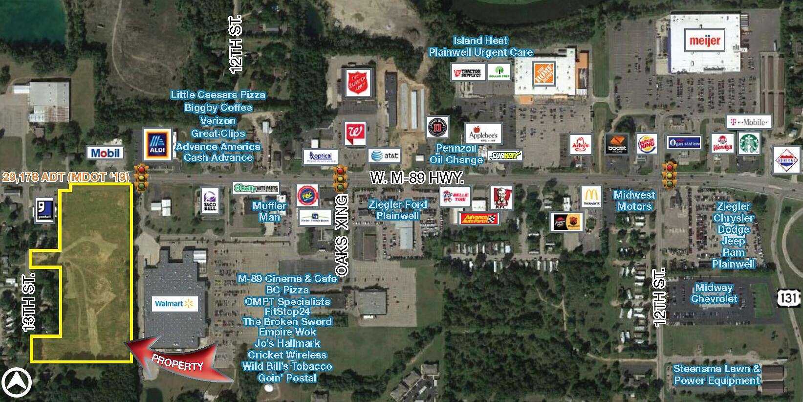 13.5 Acres of Commercial Land for Sale in Plainwell, Michigan