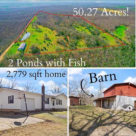 50.3 Acres of Agricultural Land with Home for Sale in Richland, Missouri