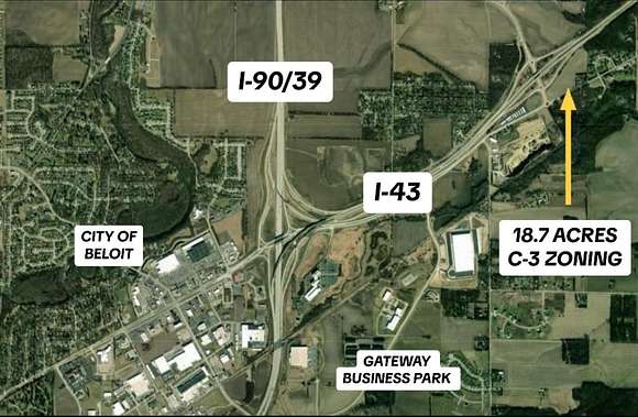 18.7 Acres of Commercial Land for Sale in Beloit, Wisconsin