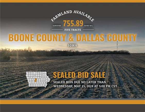 248 Acres of Agricultural Land for Auction in Woodward, Iowa
