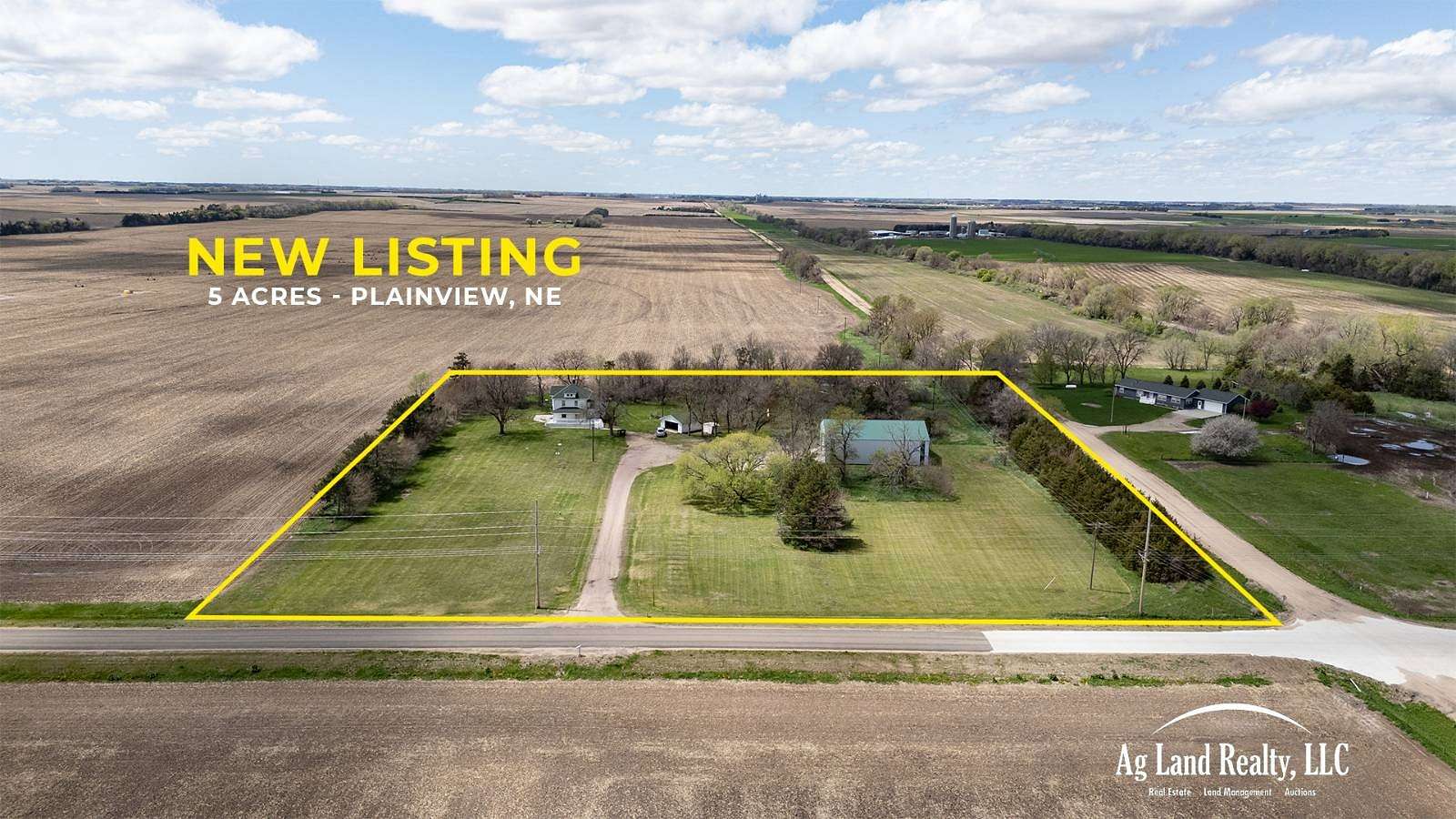5 Acres of Residential Land with Home for Sale in Plainview, Nebraska