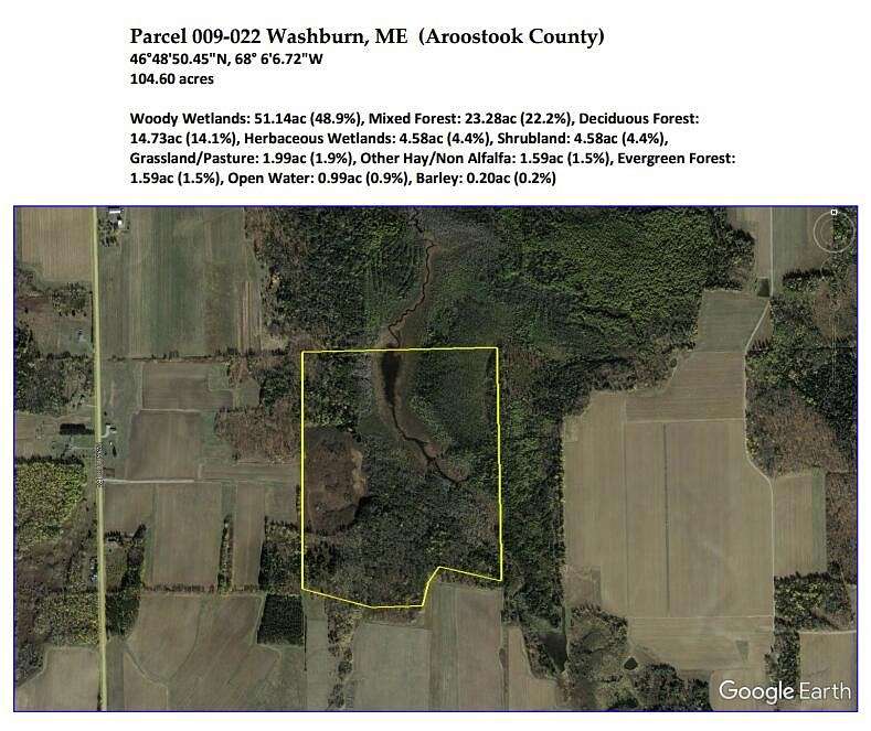 104.6 Acres of Land for Sale in Washburn, Maine