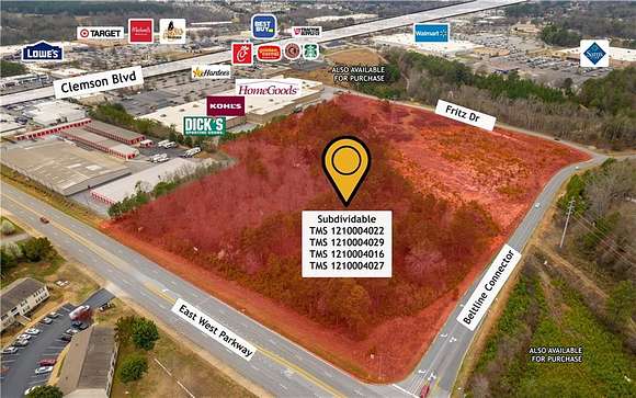 17.1 Acres of Commercial Land for Sale in Anderson, South Carolina