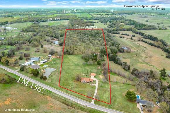 17.4 Acres of Land with Home for Sale in Sulphur Springs, Texas