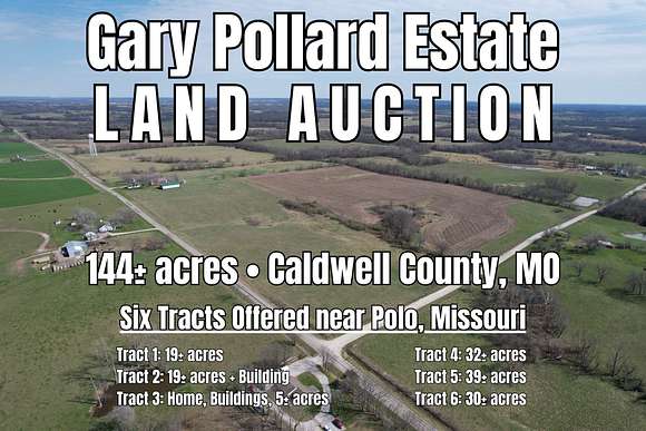 144 Acres of Land with Home for Auction in Polo, Missouri