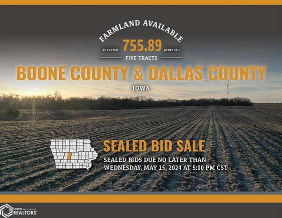 55.8 Acres of Agricultural Land for Auction in Woodward, Iowa