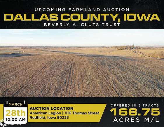 169 Acres of Recreational Land & Farm for Auction in Redfield, Iowa