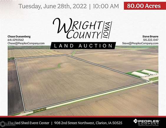 80 Acres of Agricultural Land for Auction in Rowan, Iowa