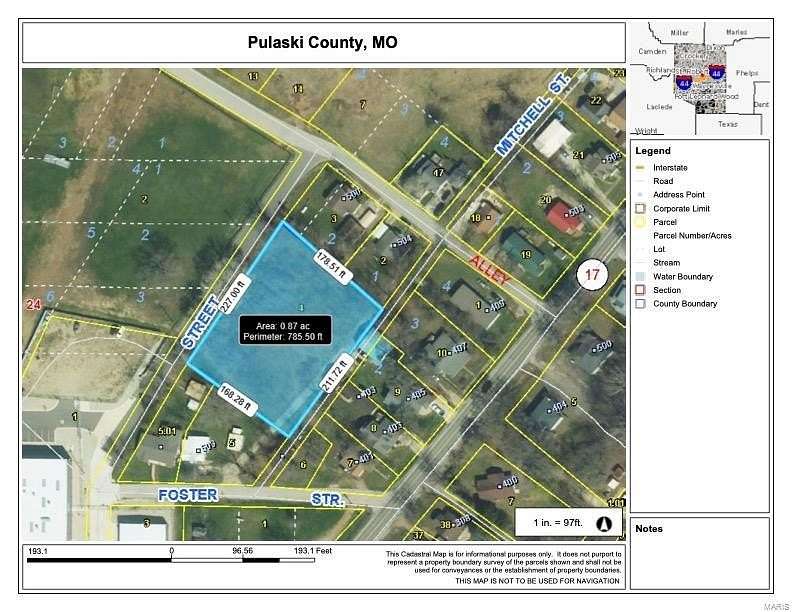 0.872 Acres of Residential Land for Sale in Waynesville, Missouri